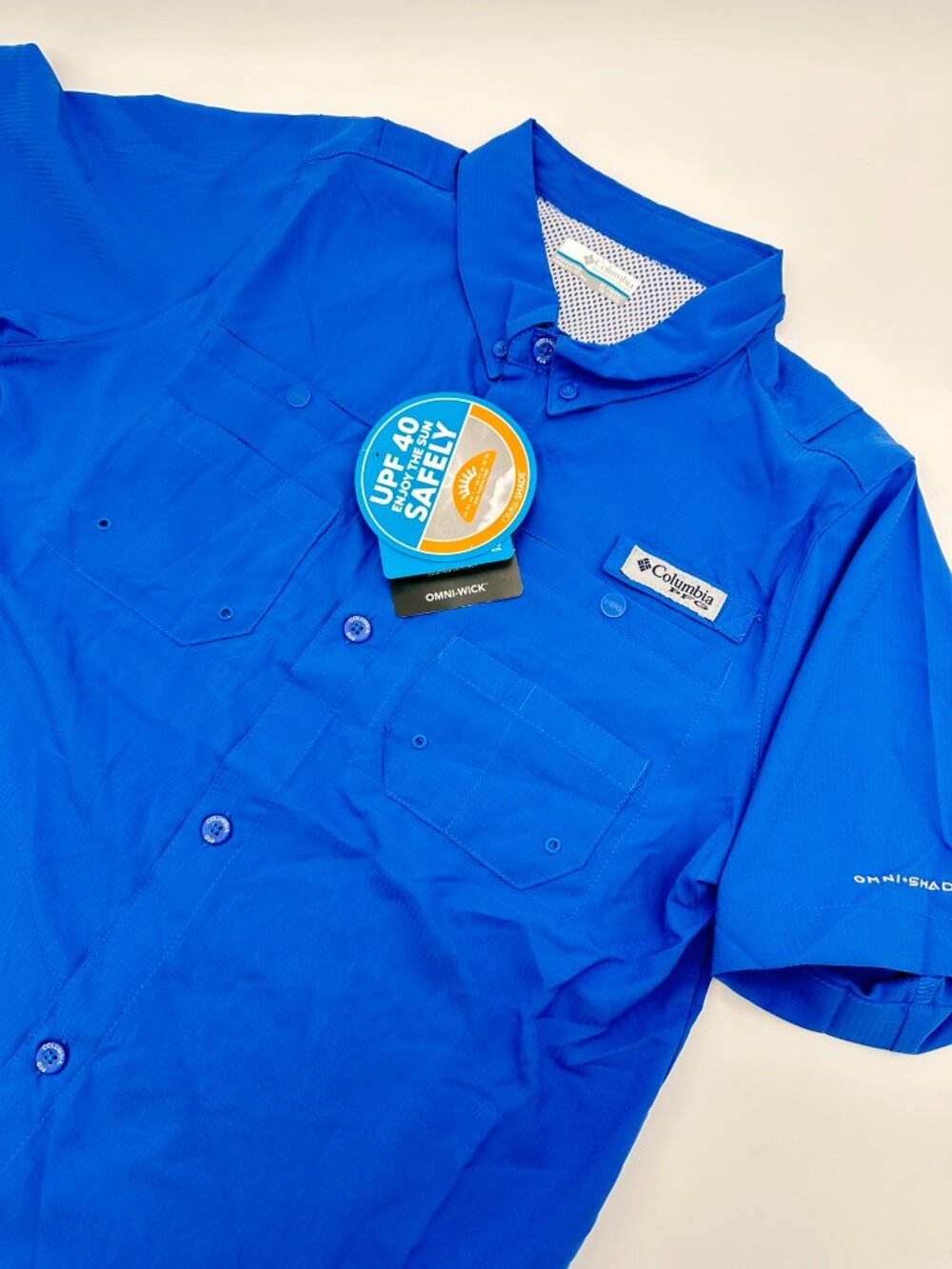 Columbia‎ Youth PFG Tamiami UPF 40 Short Sleeve Shirt, Size XL (18-20), Blue